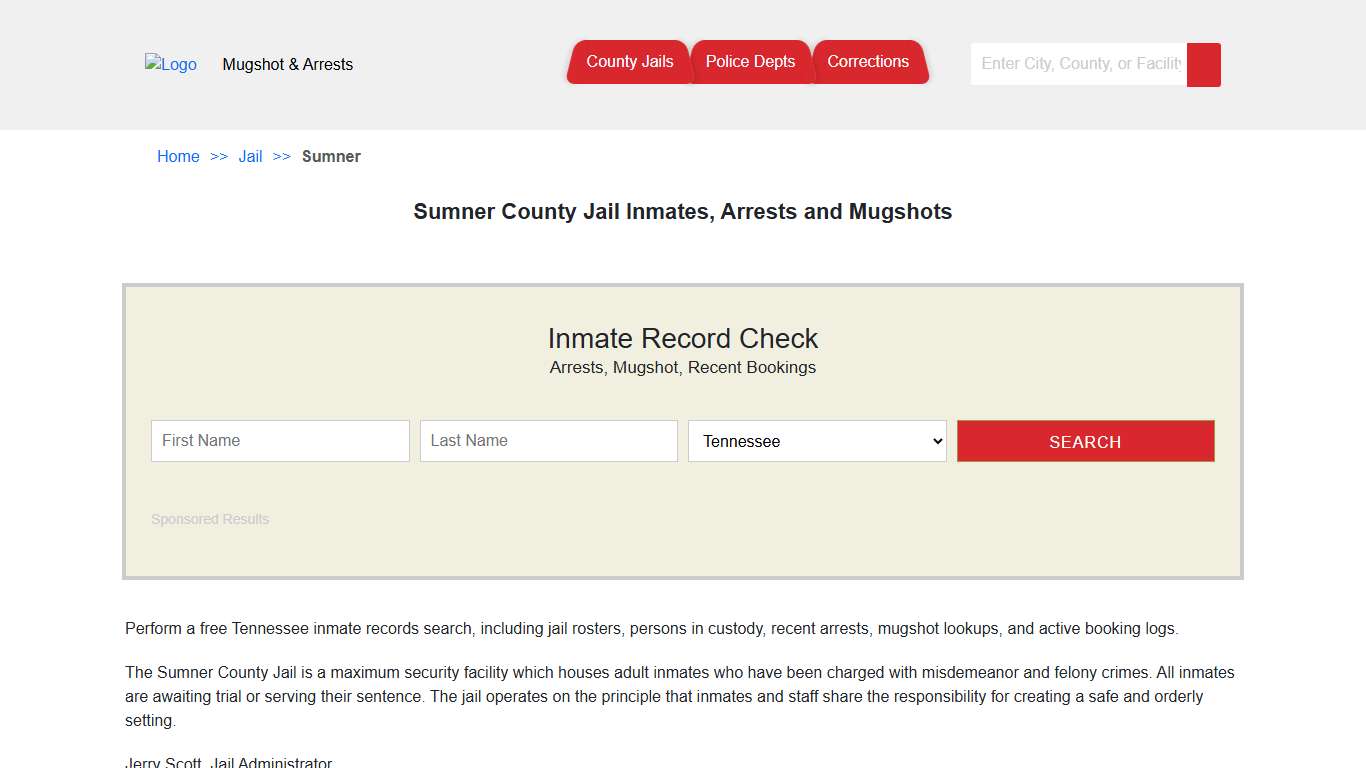 Sumner County Jail Inmates, Arrests and Mugshots | Jail Roster Search